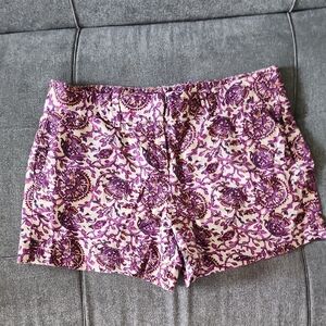 LOFT Purple and Cream Patterned Shorts